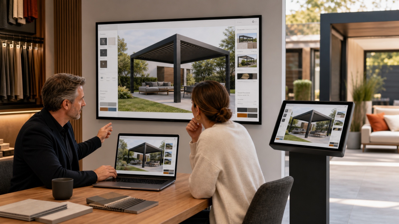 Schéma de processus pour expliquer 3D web et AR dans un configurateur sur mesure.