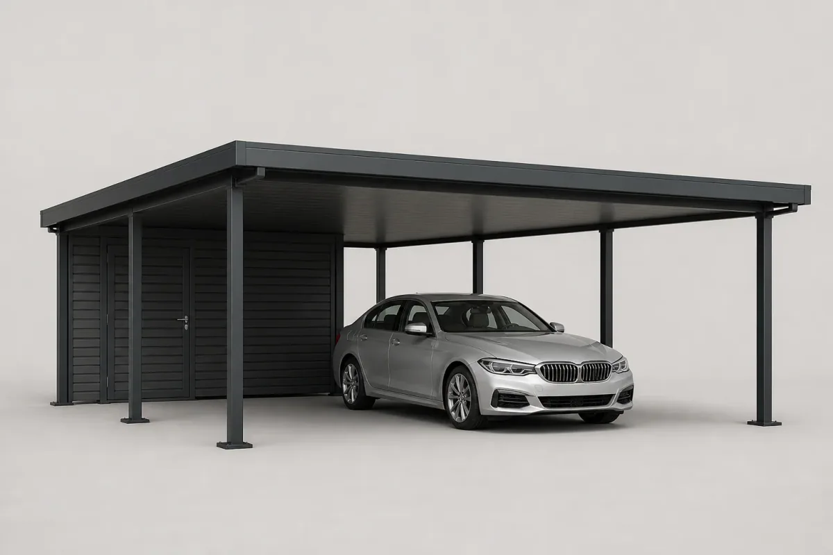 Modèle de produit d'abri de voiture 3D avec toit et colonnes de support